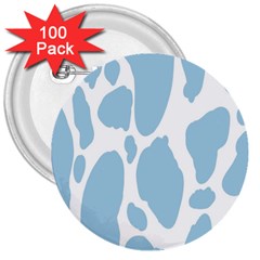 Cow Print, Aesthetic, Y, Blue, Baby Blue, Pattern, Simple 3  Buttons (100 Pack)  by nateshop