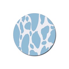 Cow Print, Aesthetic, Y, Blue, Baby Blue, Pattern, Simple Rubber Coaster (round) by nateshop