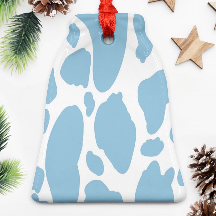 Cow Print, Aesthetic, Y, Blue, Baby Blue, Pattern, Simple Bell Ornament (Two Sides)