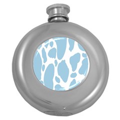 Cow Print, Aesthetic, Y, Blue, Baby Blue, Pattern, Simple Round Hip Flask (5 Oz) by nateshop