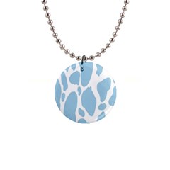 Cow Print, Aesthetic, Y, Blue, Baby Blue, Pattern, Simple 1  Button Necklace by nateshop