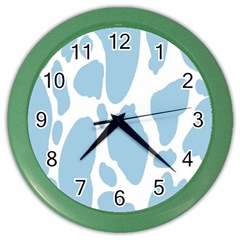 Cow Print, Aesthetic, Y, Blue, Baby Blue, Pattern, Simple Color Wall Clock by nateshop