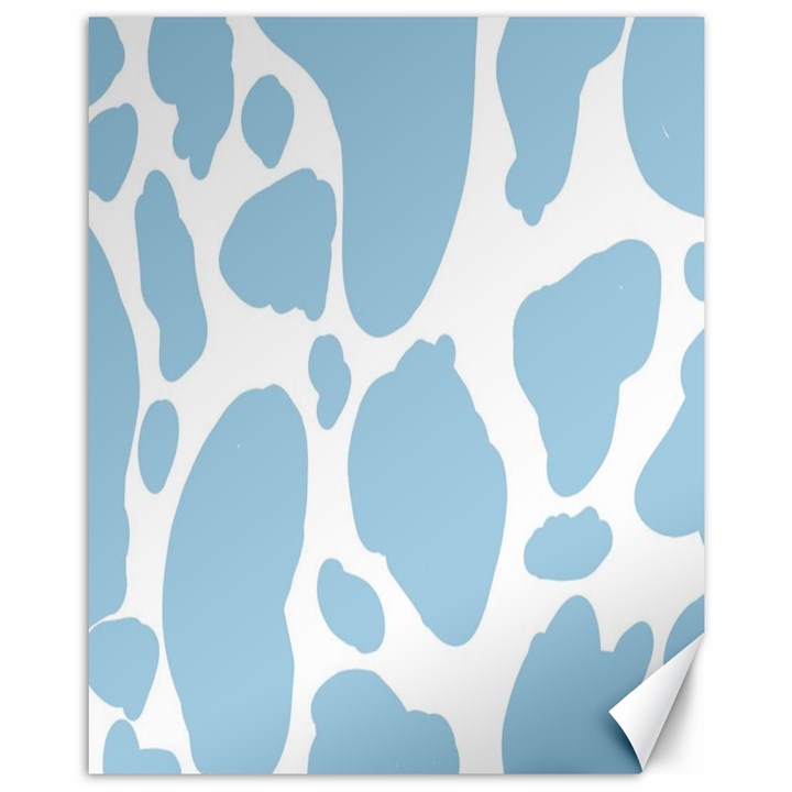 Cow Print, Aesthetic, Y, Blue, Baby Blue, Pattern, Simple Canvas 11  x 14 