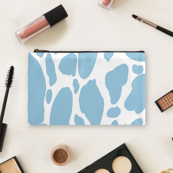 Cow Print, Aesthetic, Y, Blue, Baby Blue, Pattern, Simple Cosmetic Bag (Medium)