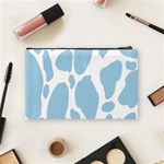 Cow Print, Aesthetic, Y, Blue, Baby Blue, Pattern, Simple Cosmetic Bag (Medium) Back