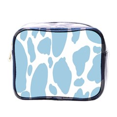 Cow Print, Aesthetic, Y, Blue, Baby Blue, Pattern, Simple Mini Toiletries Bag (one Side) by nateshop