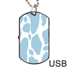 Cow Print, Aesthetic, Y, Blue, Baby Blue, Pattern, Simple Dog Tag Usb Flash (two Sides) by nateshop