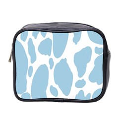 Cow Print, Aesthetic, Y, Blue, Baby Blue, Pattern, Simple Mini Toiletries Bag (two Sides) by nateshop