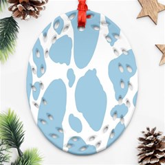 Cow Print, Aesthetic, Y, Blue, Baby Blue, Pattern, Simple Ornament (oval Filigree) by nateshop