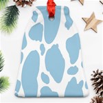 Cow Print, Aesthetic, Y, Blue, Baby Blue, Pattern, Simple Bell Ornament (Two Sides) Front