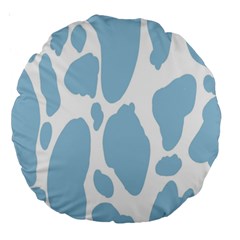 Cow Print, Aesthetic, Y, Blue, Baby Blue, Pattern, Simple Large 18  Premium Round Cushions by nateshop