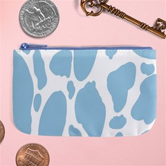 Cow Print, Aesthetic, Y, Blue, Baby Blue, Pattern, Simple Large Coin Purse by nateshop