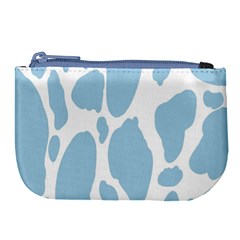 Cow Print, Aesthetic, Y, Blue, Baby Blue, Pattern, Simple Large Coin Purse by nateshop