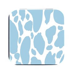 Cow Print, Aesthetic, Y, Blue, Baby Blue, Pattern, Simple Square Metal Box (black) by nateshop