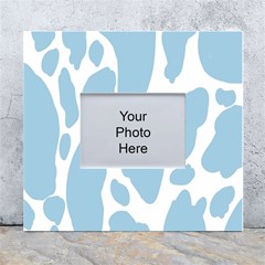 Cow Print, Aesthetic, Y, Blue, Baby Blue, Pattern, Simple White Wall Photo Frame 5  X 7  by nateshop