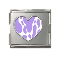 Cow Print, Aesthetic,violelilac, Animal, Purple, Simple Mega Link Heart Italian Charm (18mm) by nateshop