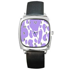 Cow Print, Aesthetic,violelilac, Animal, Purple, Simple Square Metal Watch by nateshop