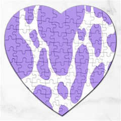 Cow Print, Aesthetic,violelilac, Animal, Purple, Simple Jigsaw Puzzle (heart) by nateshop