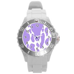 Cow Print, Aesthetic,violelilac, Animal, Purple, Simple Round Plastic Sport Watch (l) by nateshop