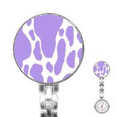 Cow Print, Aesthetic,violelilac, Animal, Purple, Simple Stainless Steel Nurses Watch by nateshop