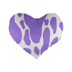 Cow Print, Aesthetic,violelilac, Animal, Purple, Simple Standard 16  Premium Heart Shape Cushions by nateshop