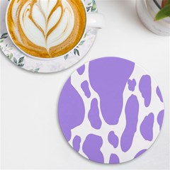 Cow Print, Aesthetic,violelilac, Animal, Purple, Simple Uv Print Round Tile Coaster by nateshop