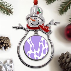 Cow Print, Aesthetic,violelilac, Animal, Purple, Simple Metal Snowman Ornament by nateshop