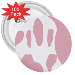 Cow Print, Pink, Design, Pattern, Animal, Baby Pink, Simple, 3  Buttons (100 Pack)  by nateshop