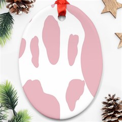 Cow Print, Pink, Design, Pattern, Animal, Baby Pink, Simple, Ornament (oval) by nateshop