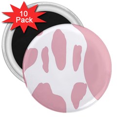 Cow Print, Pink, Design, Pattern, Animal, Baby Pink, Simple, 3  Magnets (10 Pack)  by nateshop