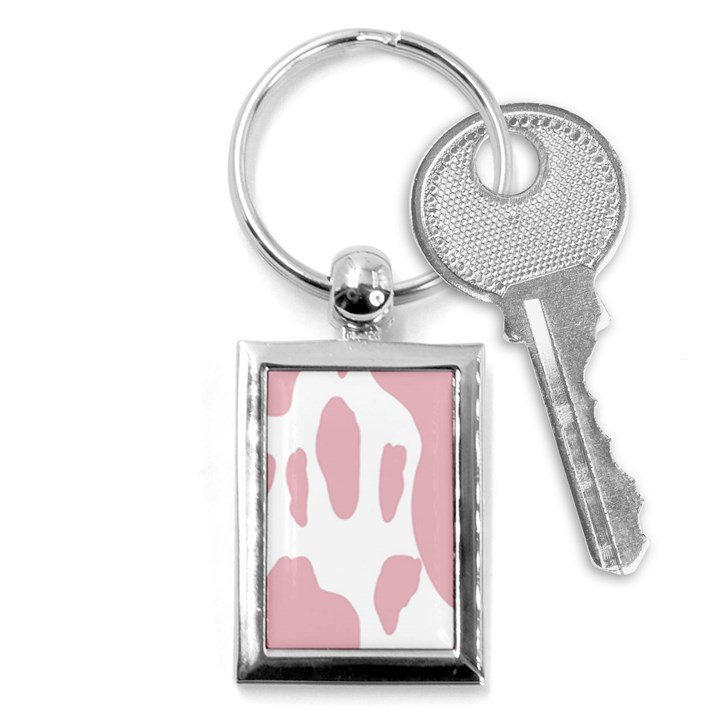 Cow Print, Pink, Design, Pattern, Animal, Baby Pink, Simple, Key Chain (Rectangle)