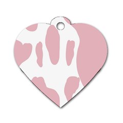 Cow Print, Pink, Design, Pattern, Animal, Baby Pink, Simple, Dog Tag Heart (two Sides) by nateshop