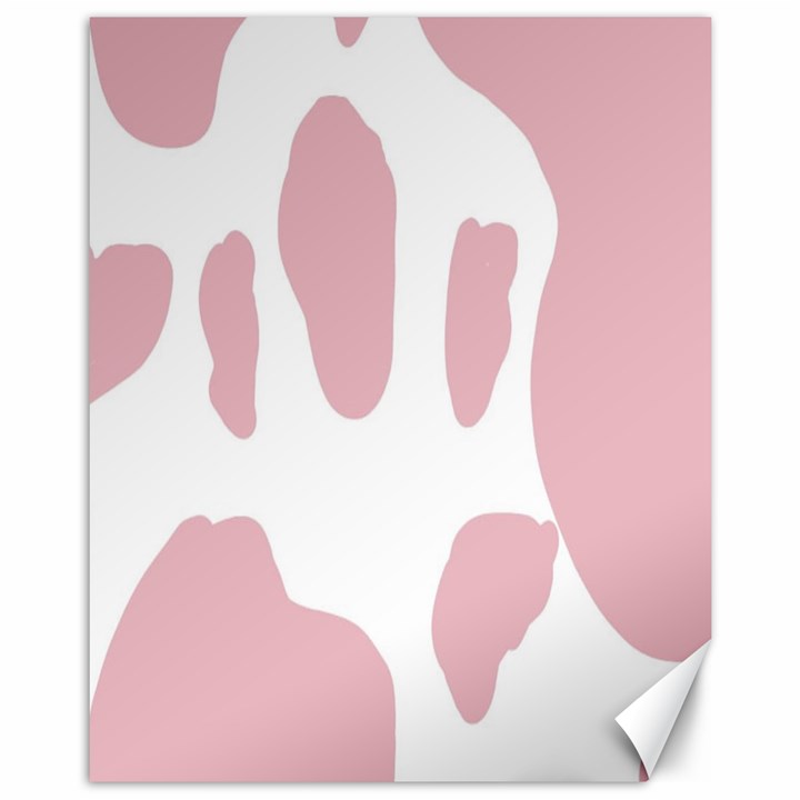 Cow Print, Pink, Design, Pattern, Animal, Baby Pink, Simple, Canvas 11  x 14 