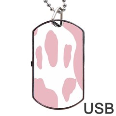 Cow Print, Pink, Design, Pattern, Animal, Baby Pink, Simple, Dog Tag Usb Flash (two Sides) by nateshop