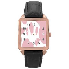 Cow Print, Pink, Design, Pattern, Animal, Baby Pink, Simple, Rose Gold Leather Watch  by nateshop