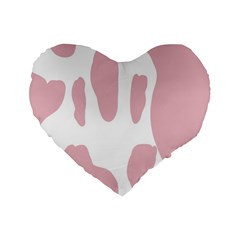 Cow Print, Pink, Design, Pattern, Animal, Baby Pink, Simple, Standard 16  Premium Flano Heart Shape Cushions by nateshop