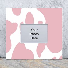 Cow Print, Pink, Design, Pattern, Animal, Baby Pink, Simple, White Wall Photo Frame 5  X 7  by nateshop