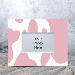 Cow Print, Pink, Design, Pattern, Animal, Baby Pink, Simple, White Tabletop Photo Frame 4 x6  by nateshop