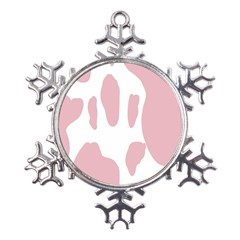 Cow Print, Pink, Design, Pattern, Animal, Baby Pink, Simple, Metal Large Snowflake Ornament by nateshop