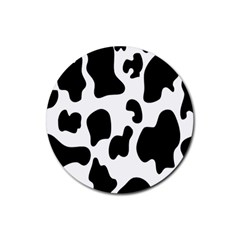 Black And White Cow Print,wallpaper Rubber Coaster (round) by nateshop