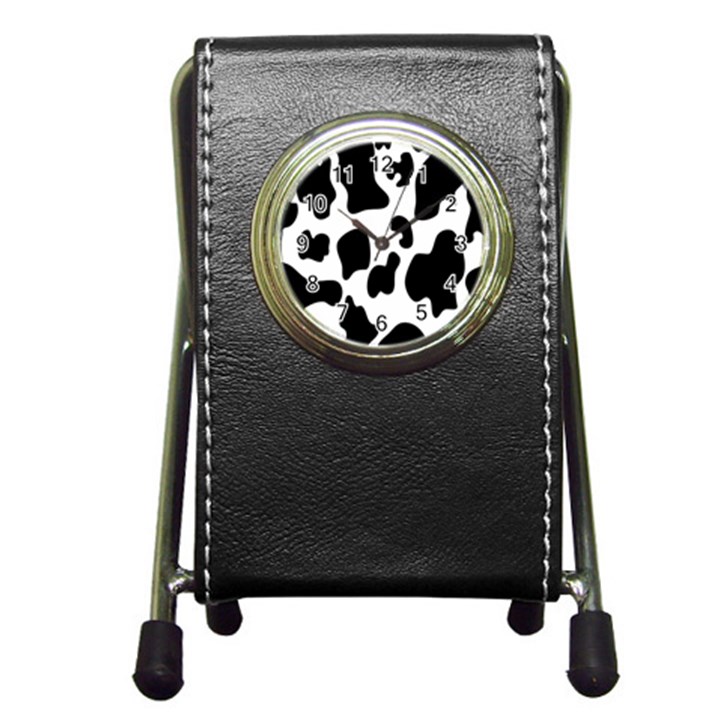 Black And White Cow Print,Wallpaper Pen Holder Desk Clock