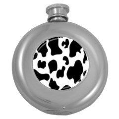 Black And White Cow Print,wallpaper Round Hip Flask (5 Oz) by nateshop