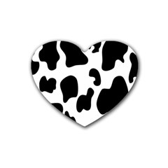 Black And White Cow Print,wallpaper Rubber Coaster (heart) by nateshop