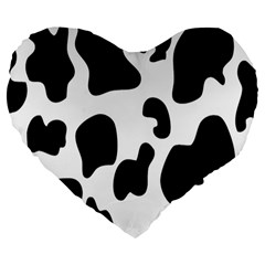 Black And White Cow Print,wallpaper Large 19  Premium Flano Heart Shape Cushions