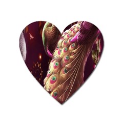 Peacock Dream, Fantasy, Flower, Girly, Peacocks, Pretty Heart Magnet by nateshop