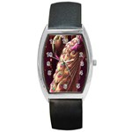 Peacock Dream, Fantasy, Flower, Girly, Peacocks, Pretty Barrel Style Metal Watch Front