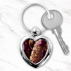 Peacock Dream, Fantasy, Flower, Girly, Peacocks, Pretty Key Chain (heart) by nateshop