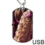 Peacock Dream, Fantasy, Flower, Girly, Peacocks, Pretty Dog Tag USB Flash (Two Sides) Front