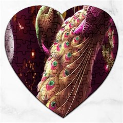 Peacock Dream, Fantasy, Flower, Girly, Peacocks, Pretty Jigsaw Puzzle (heart) by nateshop