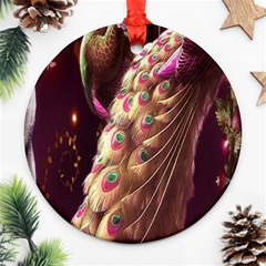 Peacock Dream, Fantasy, Flower, Girly, Peacocks, Pretty Round Ornament (two Sides) by nateshop